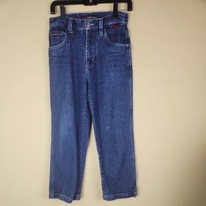 FUBU Apparel Company Straight Leg Jeans youth 12 dark‎ washed wide legs
